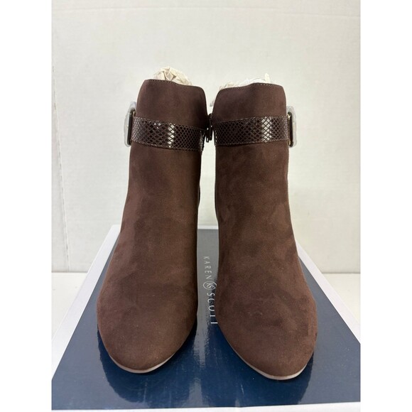 Karen Scott Women's Ivyy Chocolate Snake Print Toe Ankle Boots Shoes Size 9.5M - Picture 4 of 6